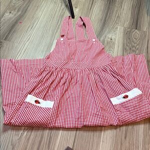 Vintage 100% Cotton Ladybug Gingham Dress for Girls - Classic Summer Style